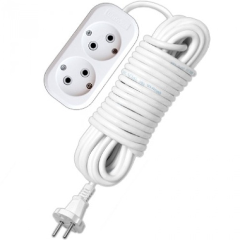 Удлинитель УБ-02 бытовой ПВС 2*0,75 6А 2гн-7м (УБ02-2202) фото 1