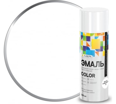 Эмаль аэрозольная Лакра Color универсальная Белый глянцевый 40 фото 1