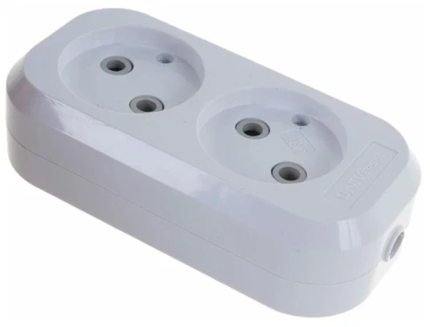 Колодка удлинителя 2-местная б/з бел. Е202 фото 1