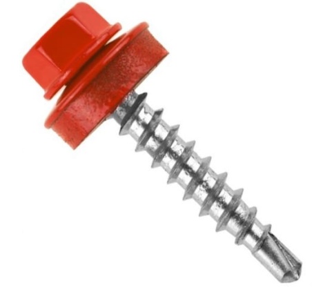 Шуруп кровельный оцинкованный 4,8х51 RAL3003 ярко-красный фото 1