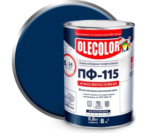 Олеколор Эмаль алкидная ПФ-115 синяя 1,8кг фото 1