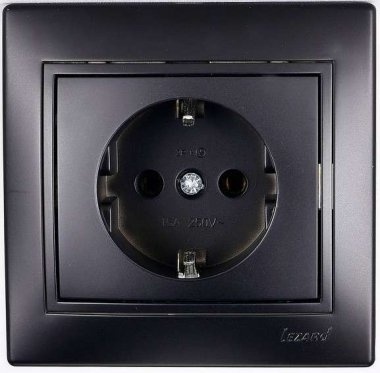 Lezard Розетка с/у 1гн. керамика с/з чёрный бархат Мира 701-4242-122 фото 1