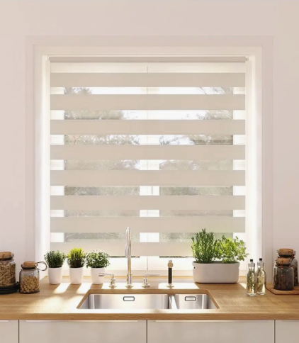 Рулонная штора День-Ночь 72,5*160 молочный фото 1