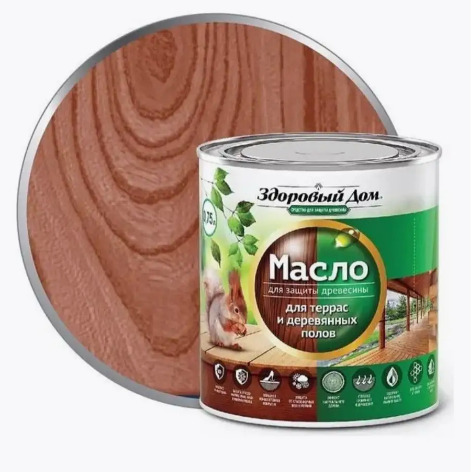Здоровый Дом Масло для террас и деревянных полов Махагон 1,8л. фото 1