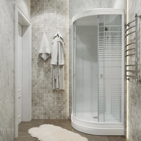 Кабина душевая "Стандарт А" - ДН4, Аква, Полосы 90*90 п.круг низ поддон фото 1