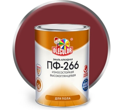 Олеколор Эмаль алкидная ПФ-266 красно-коричневая 0,9кг фото 1