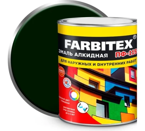 FARBITEX Эмаль алкидная ПФ-115 изумрудный 1,8кг фото 1
