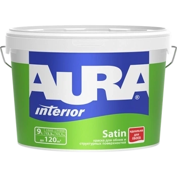 Краска в/д СБ для обоев под окраску "AURA SATIN TR 9л" фото 1