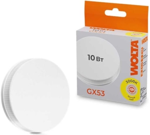 Лампа св/д Wolta GX53 10W 3000K мат.пласт. 25Y75R10GX53 фото 1