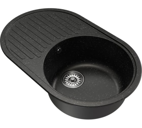 Мойка ML-GM16 овальная с крылом, черная 308 460х730х180мм фото 2