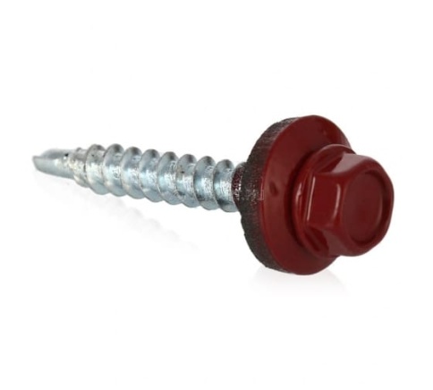 Шуруп кровельный оцинкованный 4,8х35 RAL3011 красно-коричневый фото 1