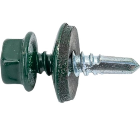 Шуруп кровельный оцинкованный 5,5х19 RAL6005 темно-зеленый фото 1