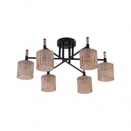 Люстра XA1689B/6 BK+WOOD черный E27 фото 1