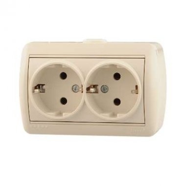 Lezard Розетка о/у 2гн керамика с/з крем Ната 710-0300-127 фото 1
