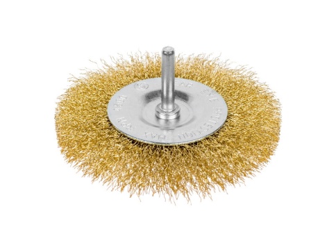 Ормис Щетка-крацовка дисковая, со шпилькой, латунированная стальная проволока, d=100мм. (45-3-001) фото 1