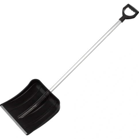 Лопата снеговая, матовая 410х400 мм D-32 с оц. планкой и алюм. черенком с V-ручкой (68101-1-3) фото 1