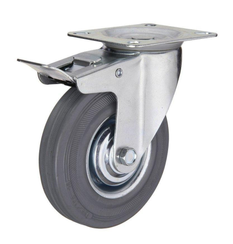 Поворотная колесная опора с торм. сер. рез. С-1702-МТВ-100-F18 // арт. 3054-100 (SCgb42) фото 1