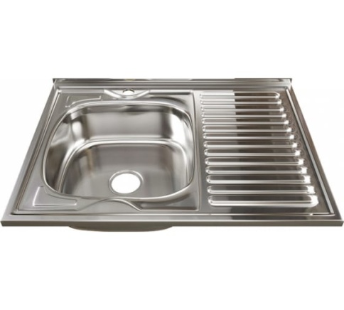 Мойка 0.6мм 60х80 левая глубина 160мм выпуск 3 1/2 (с сифоном) фото 1