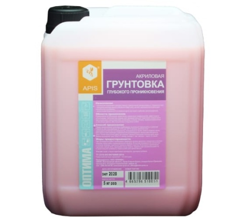 Грунтовка глубокого проникновения APIS Оптима розовая 5 кг. канистра фото 1