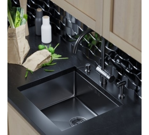 MIXLINE PRO Мойка подст.монт.500х440х200 т3,0 Черный графит (+сифон)  фото 1