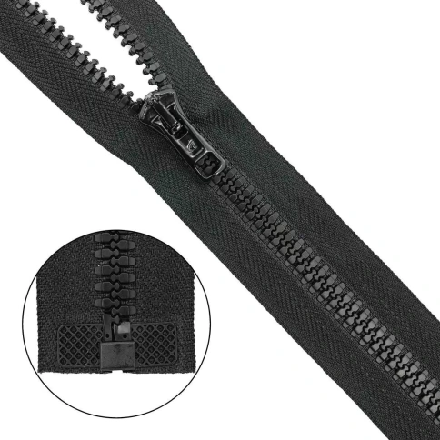 Молния трактор разъемная Т10 (6мм) ,1замок 60 см, черный фото 1