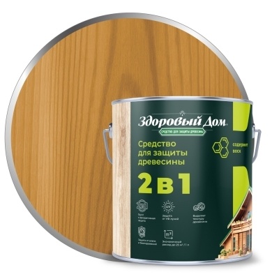 Деревозащитное средство Здоровый Дом 2в1 Дуб 2,7л фото 1