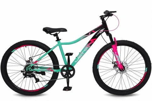 Велосипед 26" LETO ALMA, сталь, рама 15", 7-ск, зеленый/черный С26022 фото 1