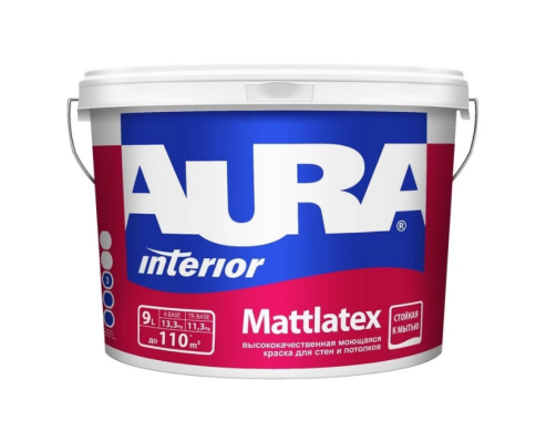Краска моющаяся для стен и потолков "AURA MATTLATEX TR" 0,9л фото 1
