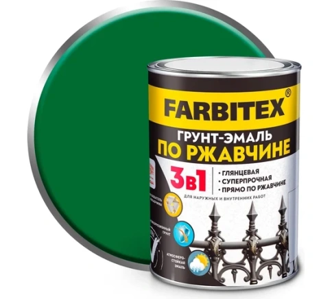 FARBITEX  Грунт-эмаль по ржавчине 3в1 1,8кг зеленый фото 1