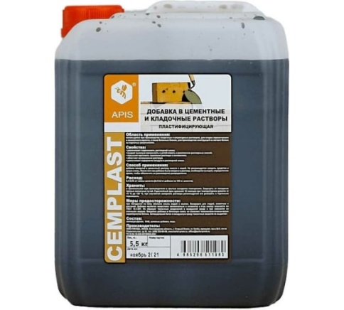 APIS Добавка пластифицирующая в штукатурные и кладочные р-ры CEMPLAST канистра 5.5кг фото 1