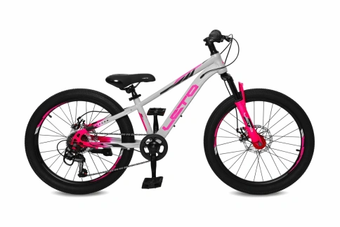 Велосипед 22" LETO DRAGON, сталь, рама 11", 6-ск, серый/розовый С22003 фото 1