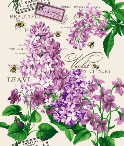 Ткань Полотно вафельное 50см рис 29273-1 Сиреневый букет фото 1