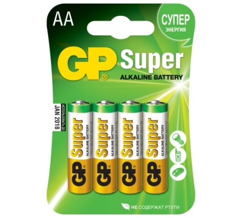 Элемент питания LR GP LR6 SUPER/15А ВР-4 (бл.4шт) фото 1