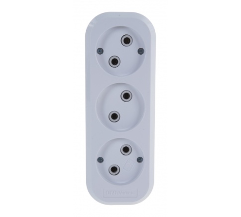Колодка удлинителя 3-местная б/з бел. Е203 фото 1