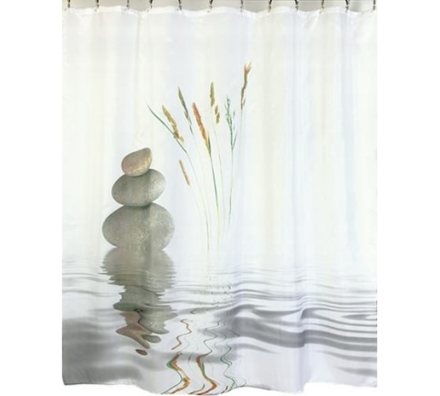 Шторка для ванной Фотопринт 180х180 Камни и вода YQL-DX-078 без колец фото 1