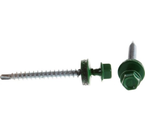 Шуруп кровельный оцинкованный 4,8х51 RAL6002 светло-зеленый фото 1