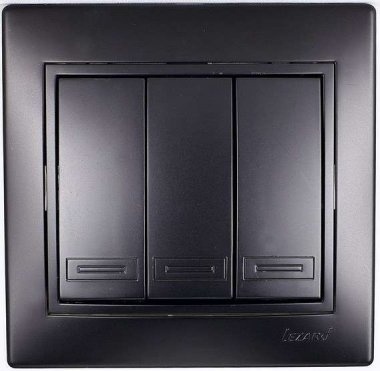 Lezard Выключатель с/у 3кл чёрный бархат Мира 701-4242-109 фото 1