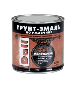 Грунт-эмаль по ржавчине (молотковая) золотистая 0,75л "DALI" фото 1