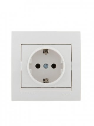 Lezard Розетка с/у 1гн. керамика с/з белый DERIY 702-0202-122 фото 1