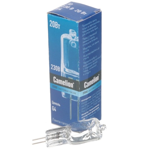 Лампа галогеновая JC 20Вт 220В капсула G4.Camelion 10405 фото 1