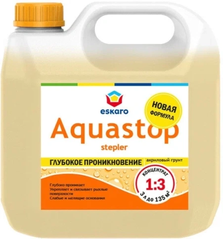 Грунт укрепляющий, концентрат 1:3 "Eskaro Aquastop Stepler" 3л фото 2