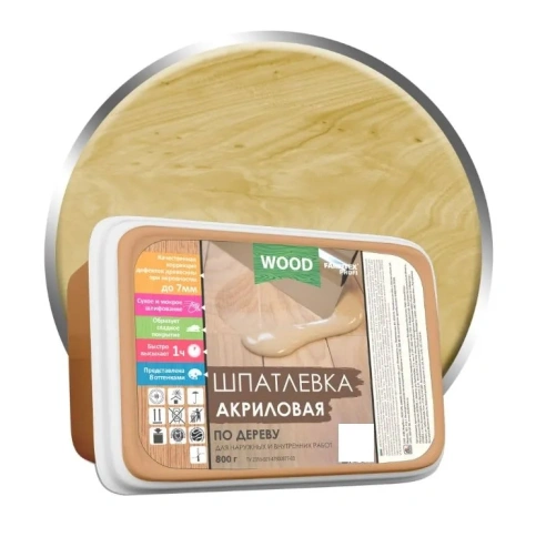 FARBITEX ПРОФИ GOOD FOR WOOD Шпатлёвка акриловая по дереву 0,8кг дуб фото 1