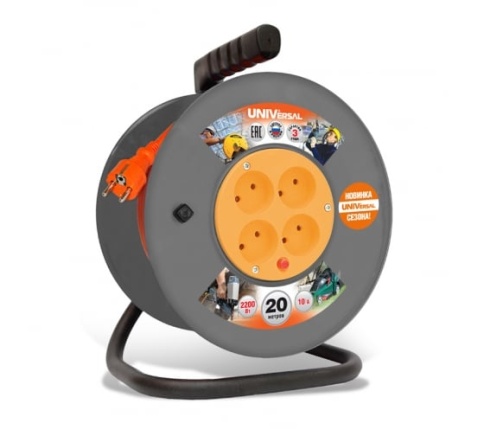 Удл-ль на катушке 4х20м ВЕМ-250 т/защ с/з ПВС3х0,75 "У" фото 1