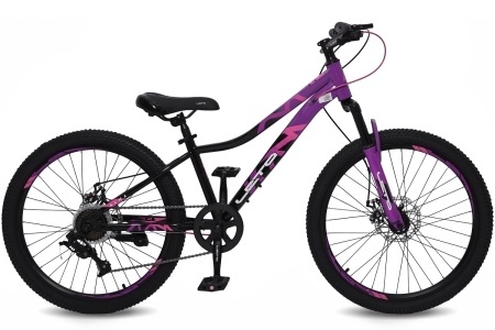 Велосипед 24" LETO ALMA, сталь, рама 12", 7-ск, черный/фиолетовый С24022 фото 1