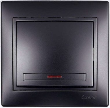 (!) Lezard Выключатель с/у 1кл с подсветкой чёрный бархат Мира 701-4242-111 фото 1