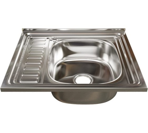 Мойка 0.6мм 50х60 правая глубина 160 мм выпуск 3 1/2 (с сифоном) фото 1