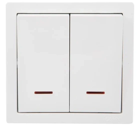 Lezard Выключатель о/у 2-х кл белый с подсветкой LETO 752-0200-112 фото 1