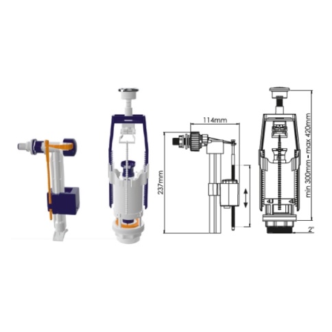 SA416-6 Комплект универсальной смывной арматуры с клапаном боковой подачи воды 1/2 фото 1