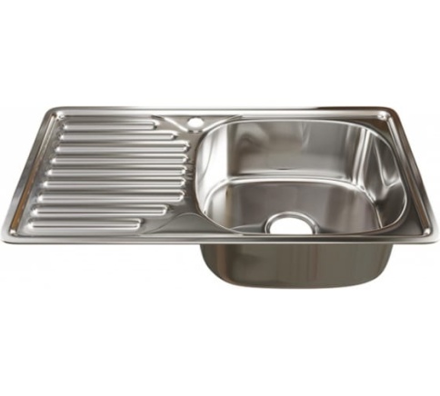 Мойка врезная 0.6мм 42*76 правая 3 1/2 вып. 16см с сифоном фото 1