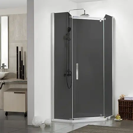 AZ-NNC3231-2 EDMONTON Душ.ограждение 900х900х2000, без поддона (стекло серое 8мм), профиль серый фото 1